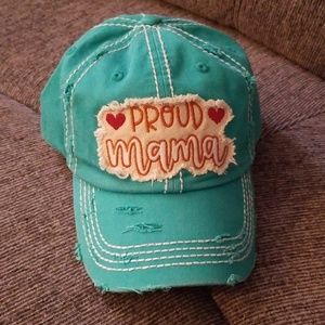 Vintage Teal Proud Mama hat